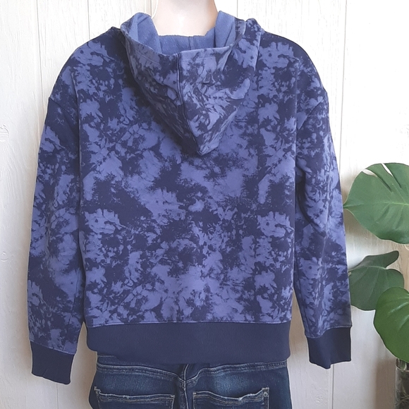 CHAMPION Cropped Blue Fleece Hoody w Front Pocket, Great Condition Med. - Picture 3 of 5